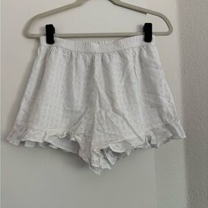 American Eagle White Beachy Ruffle Shorts